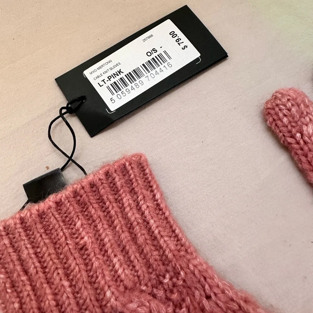 NWT Ted Baker London Cable-Knit Wool Gloves – Blush Pink NWT
